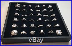 Lot Of 36 Sterling Silver Rings With Clear Stones Or Cubic Zirconia (C)
