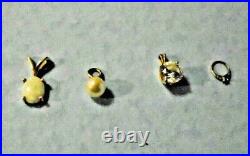 Lot Of 4 Pendants 14K Yellow Gold Opal-14K 1/4 Ring-Pearl-Cubic Zirconium