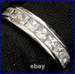 Lovely Estate Sterling Silver Cubic Zirconia Eternity Wedding Band Ring Sz 5.75