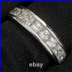 Lovely Estate Sterling Silver Cubic Zirconia Eternity Wedding Band Ring Sz 5.75