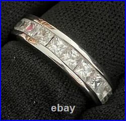 Lovely Estate Sterling Silver Cubic Zirconia Eternity Wedding Band Ring Sz 5.75