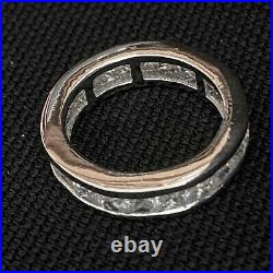 Lovely Estate Sterling Silver Cubic Zirconia Eternity Wedding Band Ring Sz 5.75