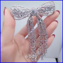 Luxury! Bow Brooch, Tassel Brooch, Vintage Brooch, Cubic Zirconia