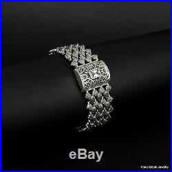 Luxury Cubic Zirconia Byzantine 925 Sterling Silver Greek Handmade Art Bracelet
