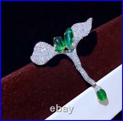 Luxury! High Imitation Emerald Brooch, Synthetic Cubic Zirconia Brooch