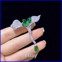 Luxury! High Imitation Emerald Brooch, Synthetic Cubic Zirconia Brooch