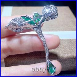 Luxury! High Imitation Emerald Brooch, Synthetic Cubic Zirconia Brooch