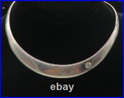MEXICO 925 Sterling Silver Vintage Cubic Zirconia Collar Necklace NE1496