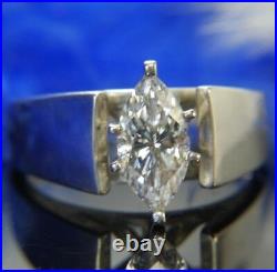 Marquise Cubic Zirconia 0.925 Sterling Silver Estate Solitaire Ring size 10