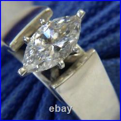Marquise Cubic Zirconia 0.925 Sterling Silver Estate Solitaire Ring size 10