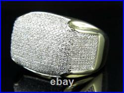 Men's 1.45 ct Round Cubic Zirconia Customized Pave Dome Ring Over 925 Silver