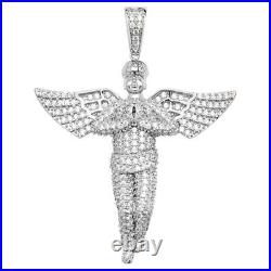Men's Sterling Silver Cubic Zirconia Encrusted Angel Pendant