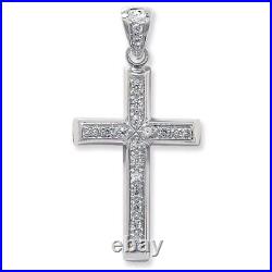 Men's Sterling Silver Cubic Zirconia Encrusted Cross Pendant