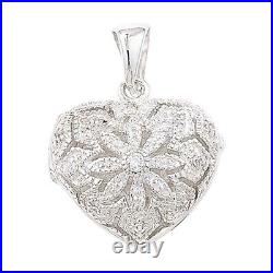 Men's Sterling Silver Cubic Zirconia Filigree Heart Locket