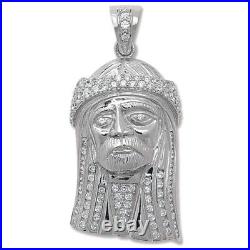 Men's Sterling Silver Cubic Zirconia Jesus Head Pendant