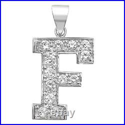 Men's Sterling Silver Cubic Zirconia Set 24mm High Initial F Pendant