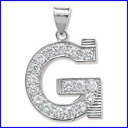 Men's Sterling Silver Cubic Zirconia Set 24mm High Initial G Pendant