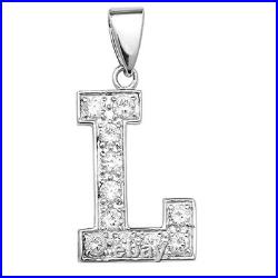 Men's Sterling Silver Cubic Zirconia Set 24mm High Initial L Pendant