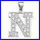 Men's Sterling Silver Cubic Zirconia Set 24mm High Initial N Pendant