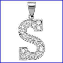 Men's Sterling Silver Cubic Zirconia Set 24mm High Initial S Pendant