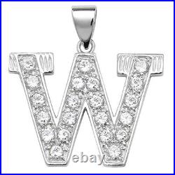 Men's Sterling Silver Cubic Zirconia Set 24mm High Initial W Pendant