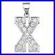 Men's Sterling Silver Cubic Zirconia Set 24mm High Initial X Pendant