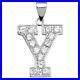 Men's Sterling Silver Cubic Zirconia Set 24mm High Initial Y Pendant