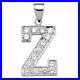 Men's Sterling Silver Cubic Zirconia Set 24mm High Initial Z Pendant