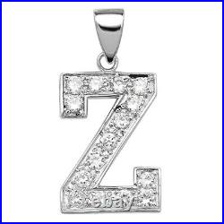 Men's Sterling Silver Cubic Zirconia Set 24mm High Initial Z Pendant