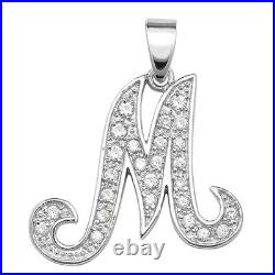 Men's Sterling Silver Cubic Zirconia Set 25mm High Fancy Initial M Pendant