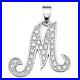 Men's Sterling Silver Cubic Zirconia Set 25mm High Fancy Initial M Pendant