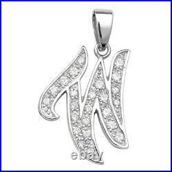 Men's Sterling Silver Cubic Zirconia Set 25mm High Fancy Initial W Pendant