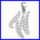 Men's Sterling Silver Cubic Zirconia Set 25mm High Fancy Initial W Pendant