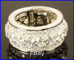 Men's Sterling Silver Eternity Ring Band with 14k Gold Finish & Cubic Zirconia