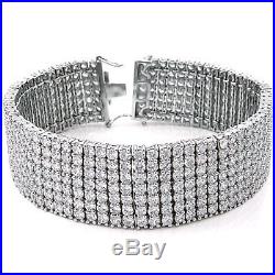 Mens 925 Sterling Silver Cubic Zirconia 7 Lines 8 Bracelet