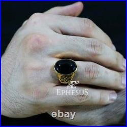 Mens Blue Cubic Zirconia Ring Sterling Silver, Handmade Gold Ring