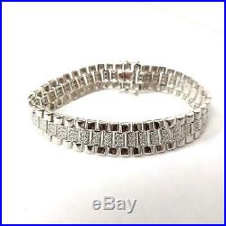 Mens Silver Bracelet Watch Strap style NEW Cubic Zirconia 22.1g 925 Sterling