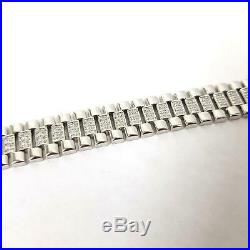 Mens Silver Bracelet Watch Strap style NEW Cubic Zirconia 22.1g 925 Sterling