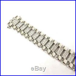 Mens Silver Bracelet Watch Strap style NEW Cubic Zirconia 22.1g 925 Sterling