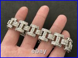 Mens Sterling Silver Cubic Zirconia Bracelet 8.75 inch