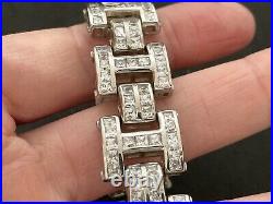 Mens Sterling Silver Cubic Zirconia Bracelet 8.75 inch