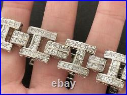 Mens Sterling Silver Cubic Zirconia Bracelet 8.75 inch