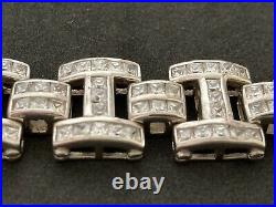 Mens Sterling Silver Cubic Zirconia Bracelet 8.75 inch