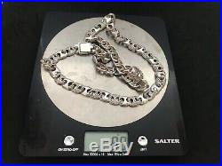 Mens Sterling Silver Cubic Zirconia Chain. RARE. 90 grams, 26 inch