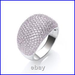 Micro Pave Cocktail Ring 283 Pink Cubic Zirconia Sterling Silver