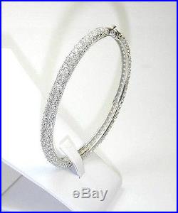 Micro Pave Cubic Zirconia Eternity Dome Sterling Silver Bangle Bracelet