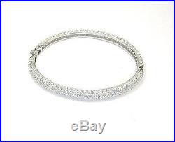 Micro Pave Cubic Zirconia Eternity Dome Sterling Silver Bangle Bracelet