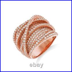 Micro Pave Rose Coated Fancy Cubic Zirconia Ring Sterling Silver