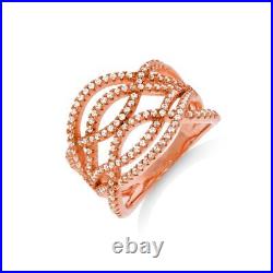 Micro Pave Rose Coated Fancy Cubic Zirconia Ring Sterling Silver