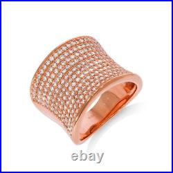 Micro Pave Rose Coated Fancy Cubic Zirconia Ring Sterling Silver